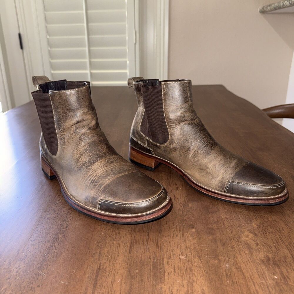 Cole Haan Chelsea Boots Distressed Brown Leather Pull On Elastic Panel Mens 10.5 - Picture 3 of 14